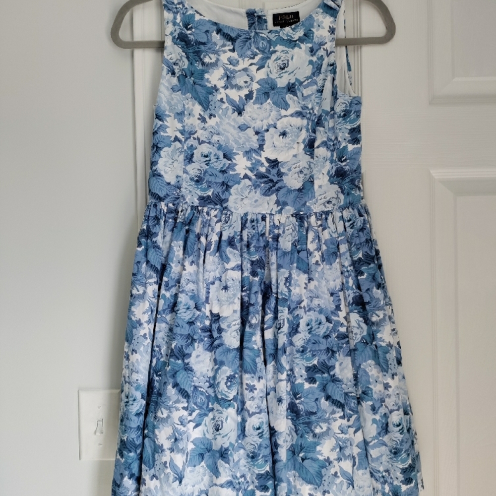 Polo Ralph Lauren Girls Blue & White Floral Dress
